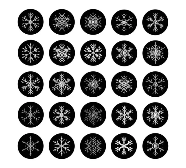 Conjunto Vectorial Varios Iconos Copos Nieve Ilustración Para Web — Vector de stock