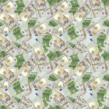 Amerikan doları ve Avrupa 'nın arka planı kusursuz. Üç boyutlu illüstrasyon. Yüksek kalite fotoğraf