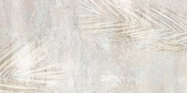 Beton duvarda tropik palmiye yaprağı. 3 boyutlu rengarenk seramik duvar döşemeleri dekorasyonu. Soyut damaske desenli geometrik ve çiçekli süsler, antika fayanslar. Yüksek kalite fotoğraf