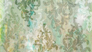 Süs ve parmak izleriyle birlikte beton bir duvar. Dijital fayans tasarımı. 3 boyutlu rengarenk seramik duvar döşemeleri dekorasyonu. Soyut damaske yama arkaplanı. Yüksek kalite fotoğraf