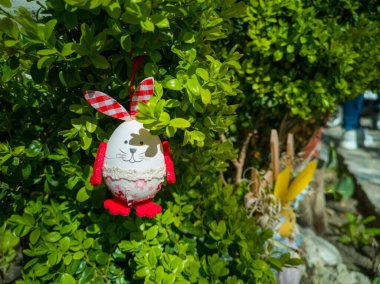 Easter Eggs on the trees. Traditional bulgarian national decoration for Easter. High quality photo