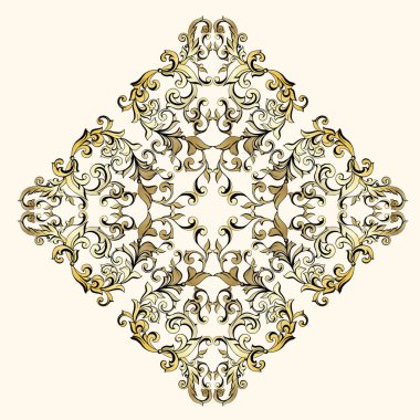 Vector damask klasik barok parşömen tomarı girdabı. Viktorya dönemi monogramı heraldik kalkan girdabı. Retro çiçekli yaprak desenli sınır yaprakları antik akanthus kaligrafi oymalı dövme. Kusursuz desen