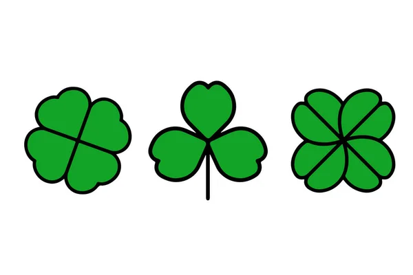 緑のシャムロッククローバーのベクトルアイコン 聖パトリックの日のシンボル Leprechown葉の記号 シャムロッククローバー隔離された平らな装飾的な要素 — ストックベクタ