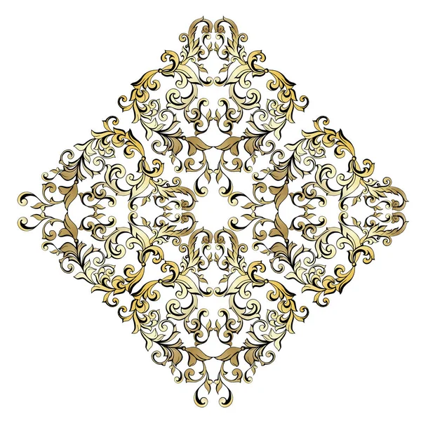 Vector Damassé Vintage Baroque Rouleau Ornement Tourbillon Bouclier Héraldique Monogramme — Image vectorielle