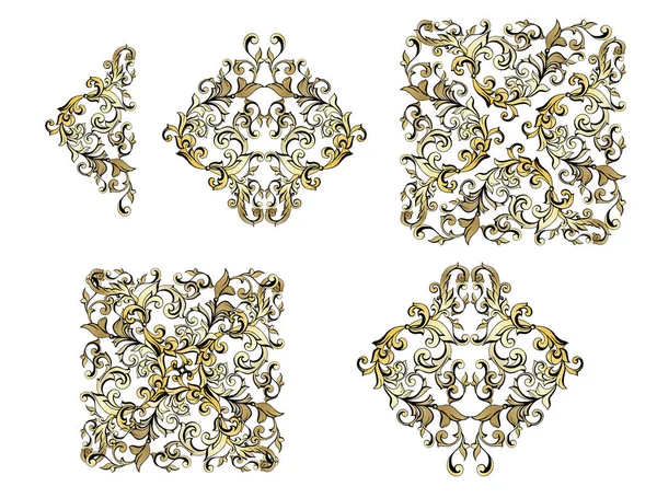 Vector Damask Vintage Baroque Scroll Ornament Swirl Victorian Monogram Heraldic — Vector de stock