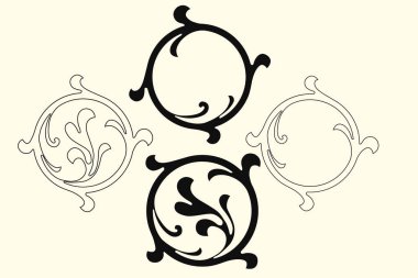 Vector damask klasik barok parşömen tomarı girdabı. Viktorya dönemi monogramı heraldik kalkan girdabı. Retro çiçekli yaprak desenli sınır yeşilliği antik akanthus kaligrafi oymalı dövme. Döşeme elementi.