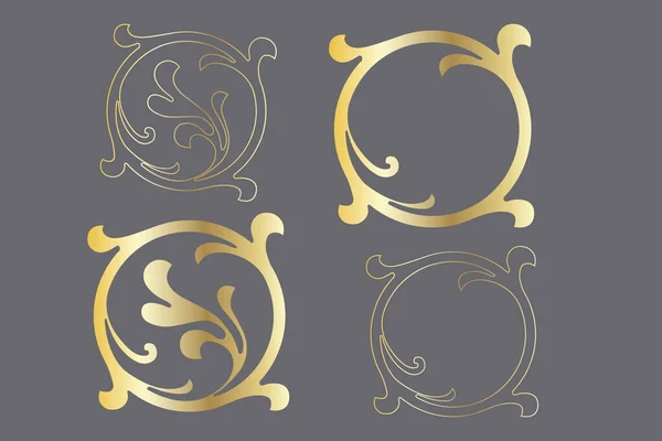 Rotolo Ornamento Barocco Vintage Damasco Vettoriale Monogramma Vittoriano Scudo Araldico — Vettoriale Stock