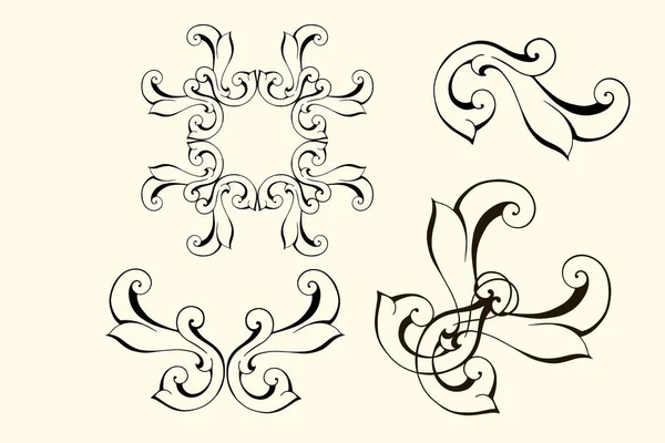 Vektor Damašek Vinobraní Barokní Svitek Ornament Vír Víří Viktoriánský Monogram — Stockový vektor