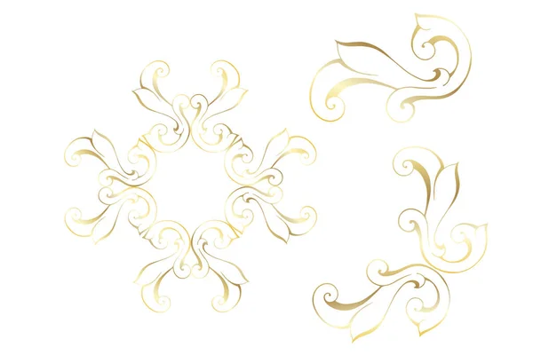 Vector Damast Vintage Barokke Scroll Ornament Werveling Victoriaans Monogram Heraldisch — Stockvector