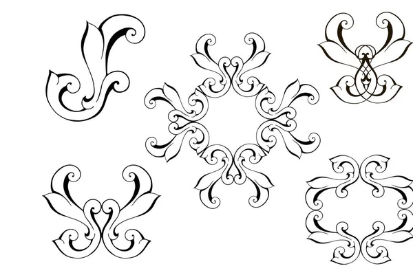 Vector Damast Vintage Barock Schriftrollen Ornament Wirbeln Viktorianisches Monogramm Heraldischen — Stockvektor