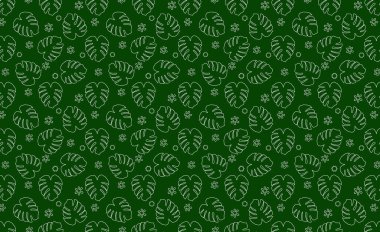 Canavar yapraklı tropik bir arka plan. Kusursuz, egzotik Hawaii deseni. Orman avuç izi 