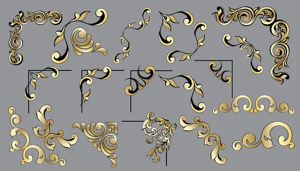 Vektor Damašek Vinobraní Barokní Svitek Ornament Vír Víří Viktoriánský Monogram — Stockový vektor