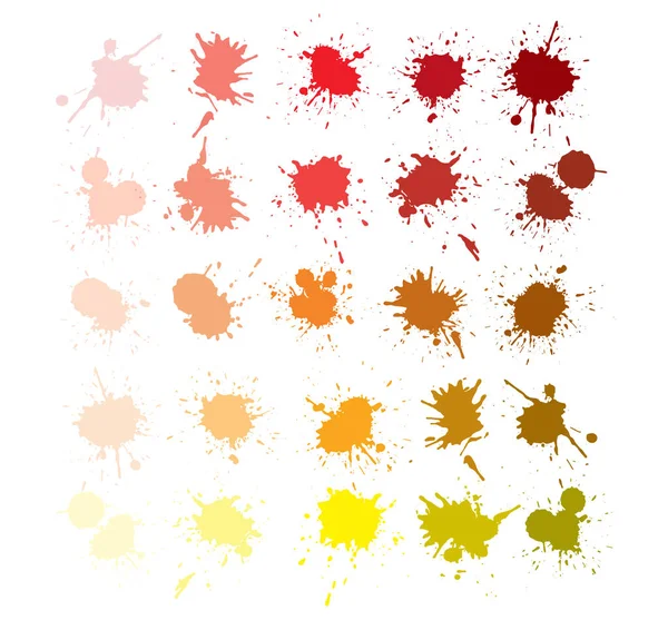 Farbige Tinte Spritzt Warme Farbpalette Grunge Spritzer Abstrakter Hintergrund Grunge — Stockvektor