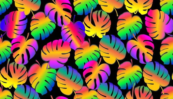 Тропический Фон Листьями Монстров Бесшовный Цветочный Экзотический Гавайский Узор Джунгли — стоковый вектор