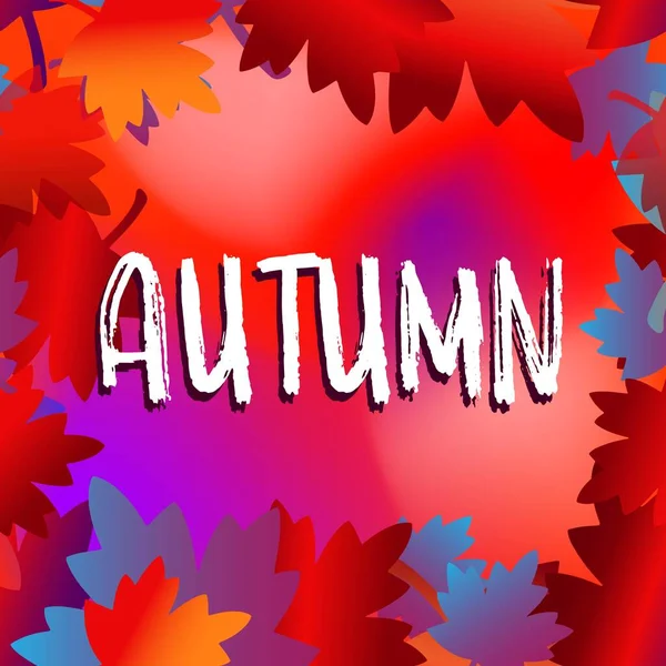 Hallo Herbst Schriftzug Text Heller Vektor Herbst Hintergrund Mit Blättern — Stockvektor