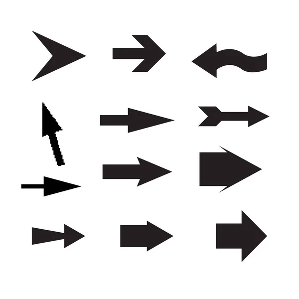 Jeu Flèches Vectorielles Noires Icône Flèche Icône Vectorielle Flèche Flèche — Image vectorielle