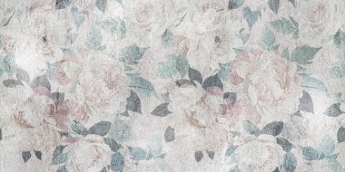 Dijital fayans tasarımı. 3 boyutlu rengarenk seramik duvar döşemeleri dekorasyonu. Geometrik ve çiçekli yama desenli soyut damasyon deseni, eski fayanslar karmaşık detaylar