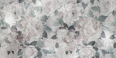 Dijital fayans tasarımı. 3 boyutlu rengarenk seramik duvar döşemeleri dekorasyonu. Geometrik ve çiçekli yama desenli soyut damasyon deseni, eski fayanslar karmaşık detaylar