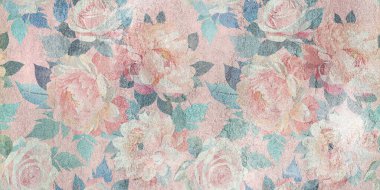 Dijital fayans tasarımı. 3 boyutlu rengarenk seramik duvar döşemeleri dekorasyonu. Geometrik ve çiçekli yama desenli soyut damasyon deseni, eski fayanslar karmaşık detaylar