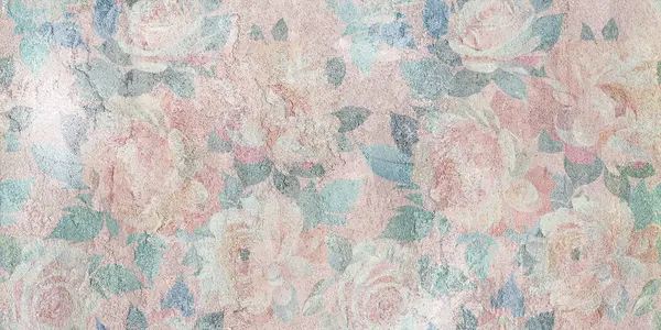 Dijital fayans tasarımı. 3 boyutlu rengarenk seramik duvar döşemeleri dekorasyonu. Geometrik ve çiçekli yama desenli soyut damasyon deseni, eski fayanslar karmaşık detaylar