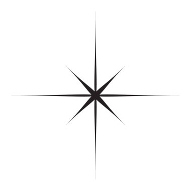 Yıldız ışıltısı simgesi. Fütürist şekiller. Noel yıldızları simgeleri. Havai fişeklerden parlama