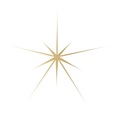 Yıldız ışıltısı simgesi. Altın Fütürist şekiller. Noel yıldızları simgeleri. Havai fişeklerden parlama