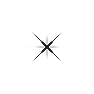 Yıldız ışıltısı simgesi. Fütürist şekiller. Noel yıldızları simgeleri. Havai fişeklerden parlama