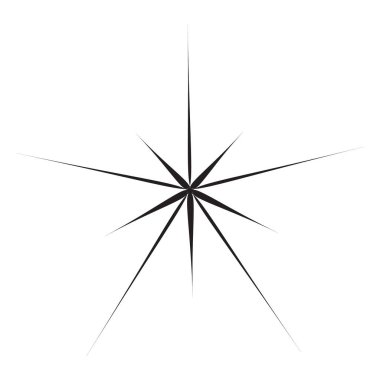 Yıldız ışıltısı simgesi. Fütürist şekiller. Noel yıldızları simgeleri. Havai fişeklerden parlama