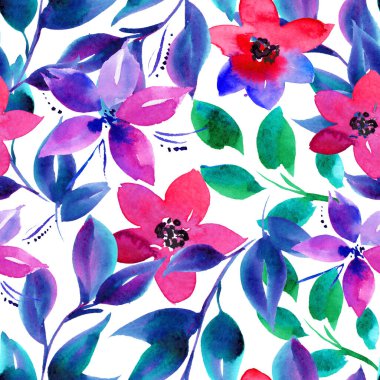 Unutun beni suluboya çiçek desenli değil. Soyut bitkisel geçmiş. Kusursuz kır çiçeği deseni.