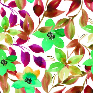 Unutun beni suluboya çiçek desenli değil. Soyut bitkisel geçmiş. Kusursuz kır çiçeği deseni.