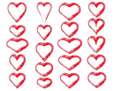 Kalplerin şekli farklı. Sevgililer Günü ikonu koleksiyonu.