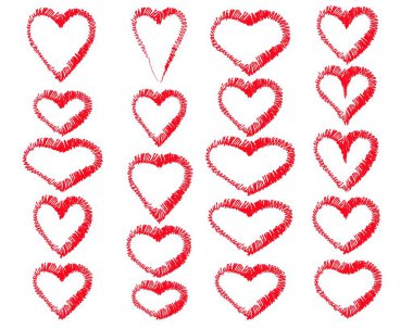 Kalplerin şekli farklı. Sevgililer Günü ikonu koleksiyonu.