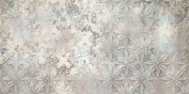 Renkli seramik duvar fayansları. Geometrik ve çiçek süslemeleri ile soyut damasyon deseni