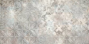 Renkli seramik duvar fayansları. Geometrik ve çiçek süslemeleri ile soyut damasyon deseni