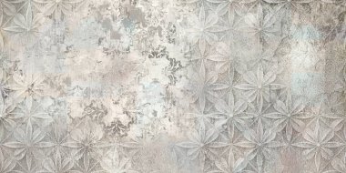 Renkli seramik duvar fayansları. Geometrik ve çiçek süslemeleri ile soyut damasyon deseni