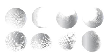 Çağdaş yarım ton seti üç boyutlu rakamları yuvarlıyordu. Noktalanmış ve soyulmuş yuvarlak küreler