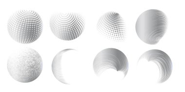 Çağdaş yarım ton seti üç boyutlu rakamları yuvarlıyordu. Noktalanmış ve soyulmuş yuvarlak küreler