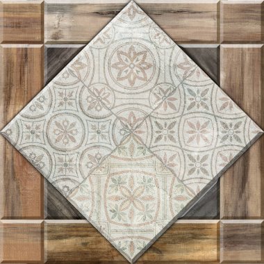 Süs ve parmak izleriyle birlikte beton bir duvar. Dijital fayans tasarımı. 3 boyutlu rengarenk seramik duvar döşemeleri dekorasyonu. Soyut damaske yama arkaplanı