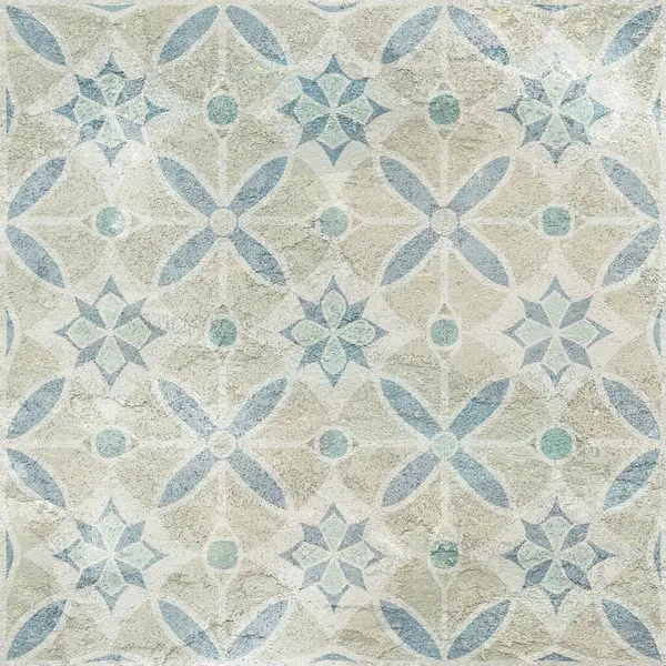 Süs ve parmak izleriyle birlikte beton bir duvar. Dijital fayans tasarımı. 3 boyutlu rengarenk seramik duvar döşemeleri dekorasyonu. Soyut damaske yama arkaplanı