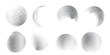 Çağdaş yarım ton seti üç boyutlu rakamları yuvarlıyordu. Noktalanmış ve soyulmuş yuvarlak küreler