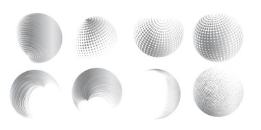 Çağdaş yarım ton seti üç boyutlu rakamları yuvarlıyordu. Noktalanmış ve soyulmuş yuvarlak küreler