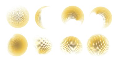 Çağdaş yarım ton seti üç boyutlu rakamları yuvarlıyordu. Noktalanmış ve soyulmuş yuvarlak küreler