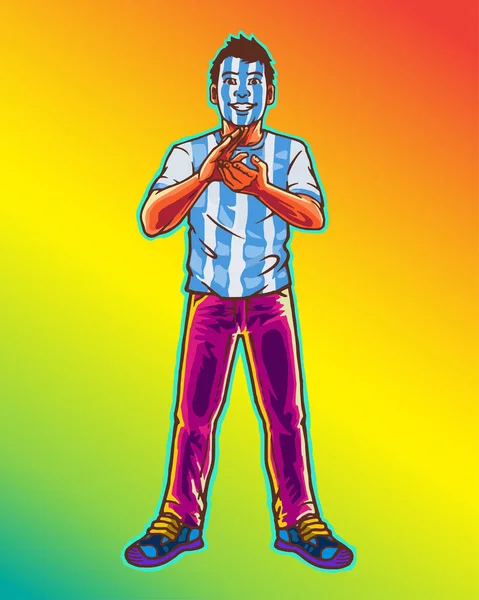 阿根廷年轻的面部涂漆足球支持者 — 图库照片