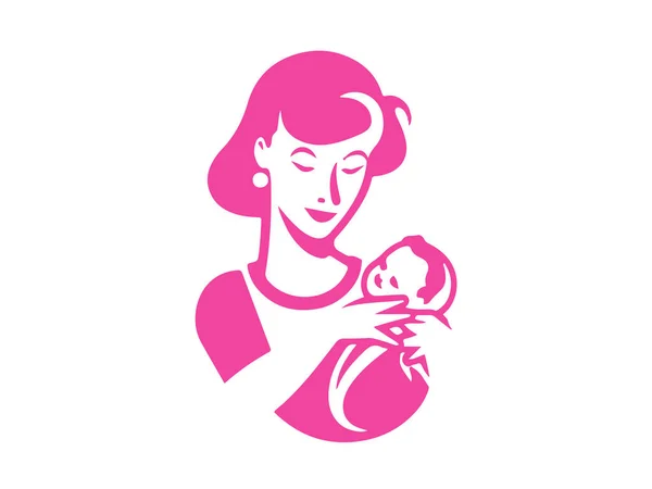 Λογότυπο Στοργής Μητέρας Και Μωρού — Φωτογραφία Αρχείου