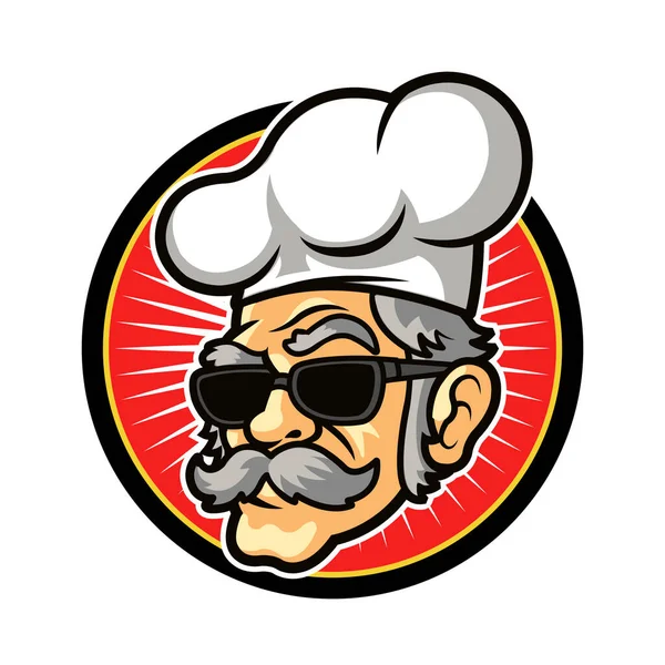 Yaşlı Baba Şef Logosu — Stok fotoğraf