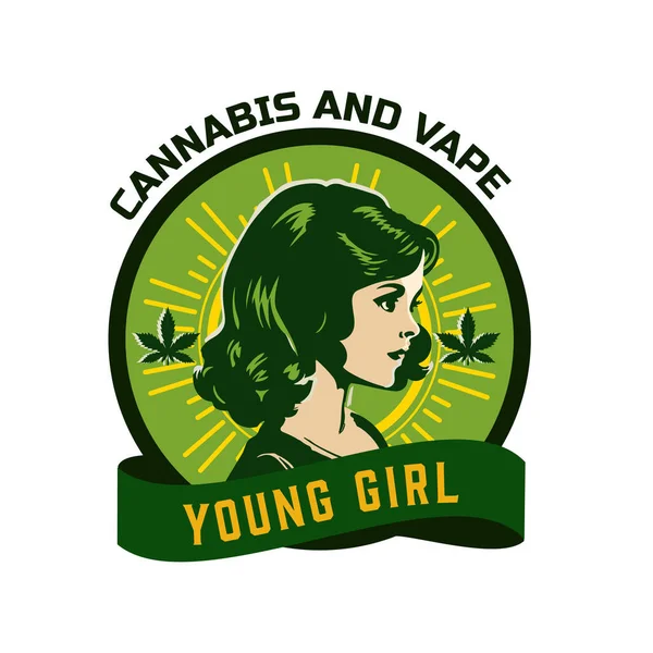 Логотип Молодая Девушка Каннабиса — стоковое фото