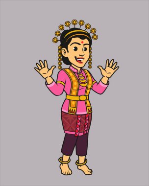  Endonezya Yerlisi Aceh Kabilesi Geleneksel Kostümlü Kadın