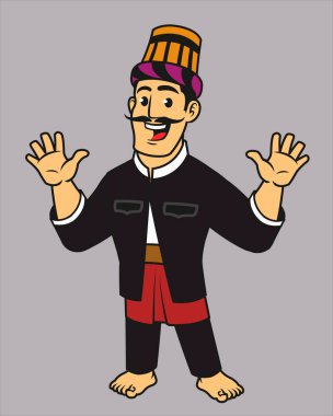 Endonezya Yerlisi Aceh Kabilesi Geleneksel Kostümlü Erkek