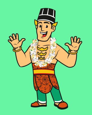  Geleneksel Kostümlü Endonezyalı Orta Java Yerli Kabile Kadını