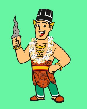  Geleneksel Kostümlü Endonezyalı Orta Java Yerli Kabile Kadını